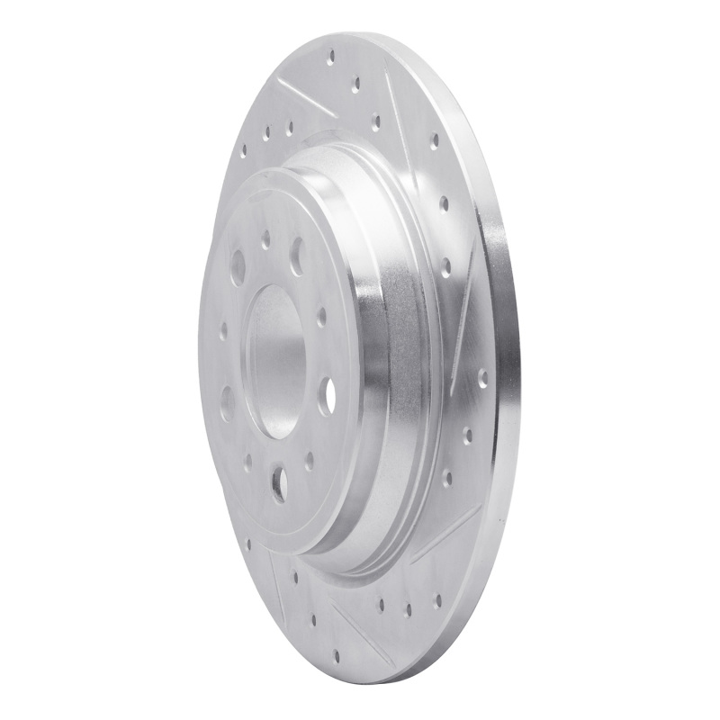 Volvo V70 Brake Rotor (1) - Rear Right - R1 Concepts - Drilled & Slotted - Silver - `99-`00